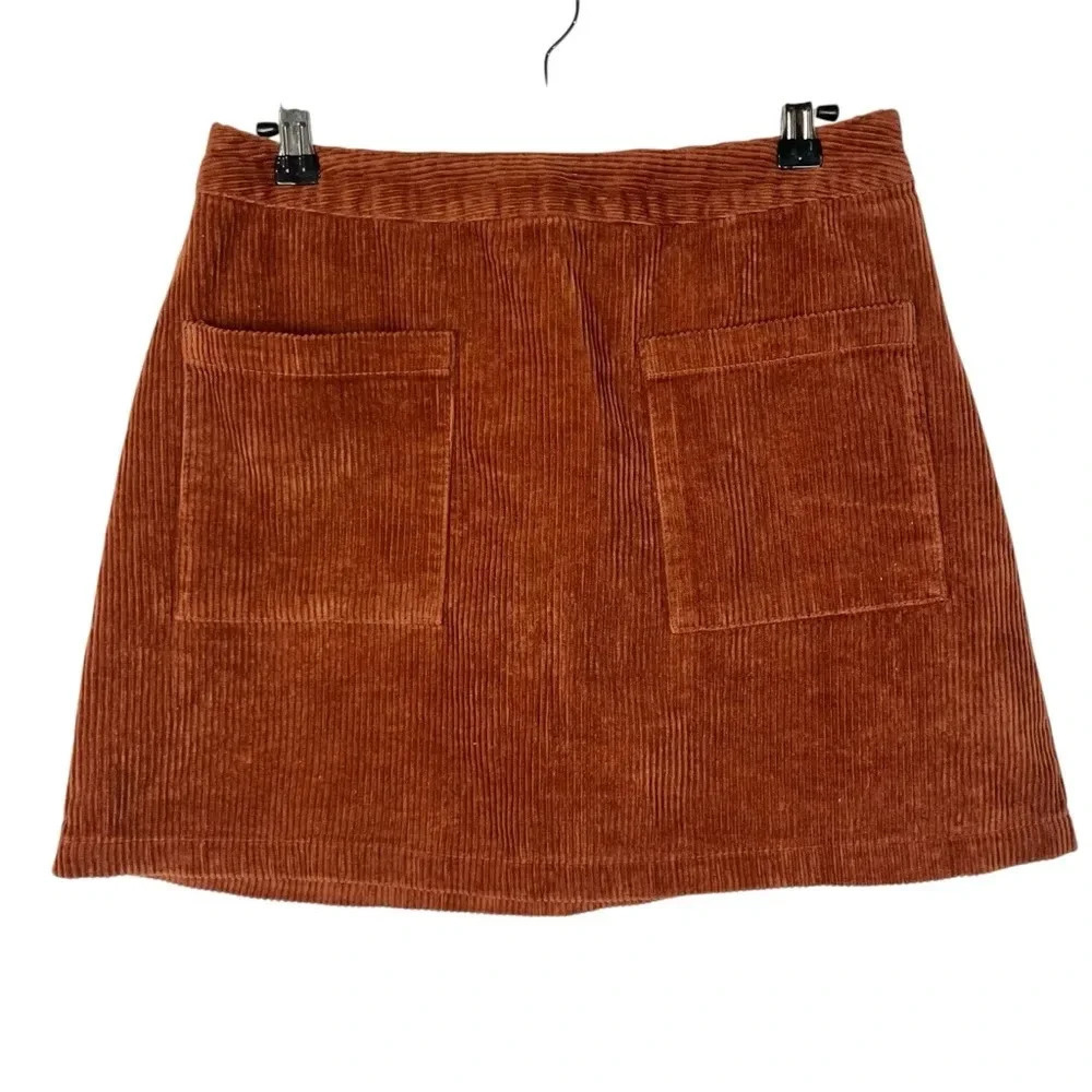 Forever 21 Rust Orange Pocket Front Corduroy Mini Skirt M